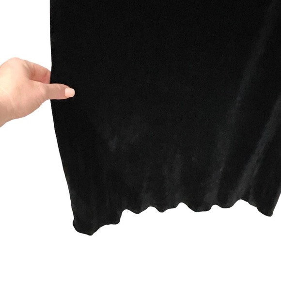 Lauren Ralph Lauren Vintage Black Velvet High Neck Knee Length Dress Size 16 - Picture 6 of 7